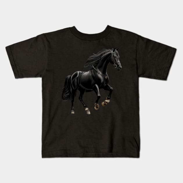 horse riding Kids T-Shirt by AOAOCreation